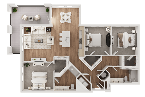 Floor plan for 3 beds, 2 baths, 1452 sqft